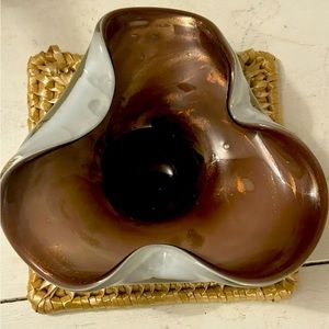 VTG MID CENTURY MURANO ART GLASS BOWL DISH ASHTRAY PURPLE GOLD ITILY